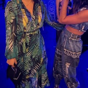 Why Dress Green Leaf Patterned Set